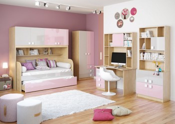 Детская комната Грэйси (Розовый/Серый/корпус Клен) в Горняке - gornyak.mebel54.com | фото