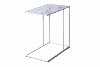Журнальный столик Stone 018 (Прямоугольный) Металл/Керамика 500 Белый в Горняке - gornyak.mebel54.com | фото