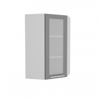 Капри ВПУС 550 шкаф верхний угловой со стеклом высокий (Камень темный/корпус Серый) в Горняке - gornyak.mebel54.com | фото