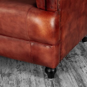 Кресло кожаное Лофт Честер-Нью (Коричневый) в Горняке - gornyak.mebel54.com | фото