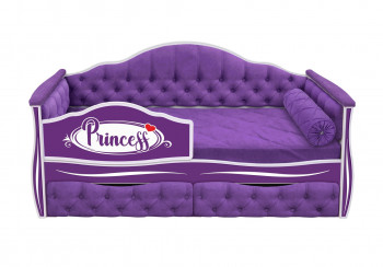 Кровать 160 серии Иллюзия 2 ящика 32 Фиолетовый (мягкие боковые накладки/подушка валик) в Горняке - gornyak.mebel54.com | фото