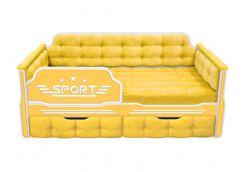 Кровать 160 серии Спорт 2 ящика 74 Жёлтый (мягкие боковые накладки) в Горняке - gornyak.mebel54.com | фото
