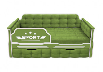 Кровать 160 серии Спорт 2 ящика 76 Зелёный (мягкие боковые накладки) в Горняке - gornyak.mebel54.com | фото