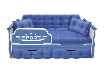 Кровать 160 серии Спорт 2 ящика 85 Синий (подушки) в Горняке - gornyak.mebel54.com | фото