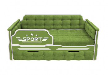 Кровать 170 серии Спорт 1 ящик 76 Зелёный (мягкие боковые накладки) в Горняке - gornyak.mebel54.com | фото