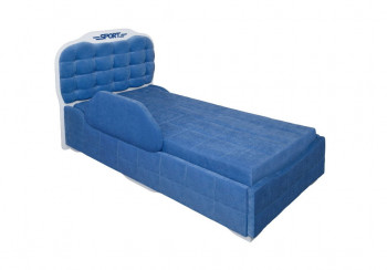 Кровать 190 Атлет Lux 29 Синий (мягкий бортик) в Горняке - gornyak.mebel54.com | фото