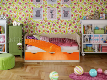 Кровать Бабочки 1,6м (Оранжевый металлик) в Горняке - gornyak.mebel54.com | фото
