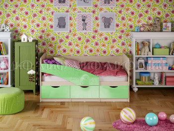 Кровать Бабочки 2,0м (Салатовый металлик) в Горняке - gornyak.mebel54.com | фото