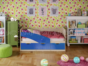 Кровать Бабочки 2,0м (Синий металлик) в Горняке - gornyak.mebel54.com | фото
