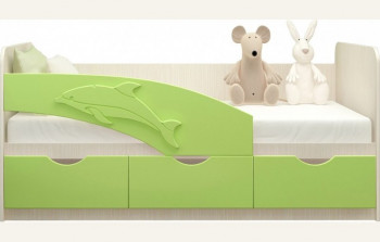 Кровать детская 1,6м Дельфин (Салатовый металлик) в Горняке - gornyak.mebel54.com | фото