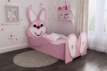 Кровать детская Зайка 1.6 Розовый/Белый в Горняке - gornyak.mebel54.com | фото
