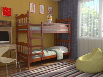 Кровать двухъярусная Соня из массива сосны 800*1890 Орех в Горняке - gornyak.mebel54.com | фото