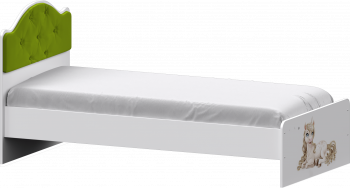 Кровать Каспер с мягкой спинкой и фотопечатью (800х1900)Белый/Лайм в Горняке - gornyak.mebel54.com | фото