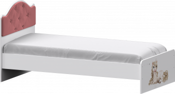 Кровать Каспер с мягкой спинкой и фотопечатью (800х1900)Белый/Светло-розовый в Горняке - gornyak.mebel54.com | фото