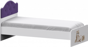 Кровать Каспер с мягкой спинкой и фотопечатью (800х2000)Белый/Фиолетовый в Горняке - gornyak.mebel54.com | фото