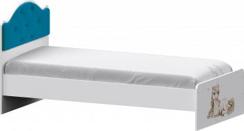Кровать Каспер с мягкой спинкой и фотопечатью (900х1900)  Белый/Бирюза в Горняке - gornyak.mebel54.com | фото