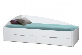Кровать одинарная "Фея - 3" (асимметричная) (2000х900) New/(белый / белый / ДВПО белый) в Горняке - gornyak.mebel54.com | фото