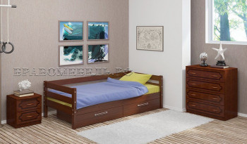 Кровать одинарная ГЛОРИЯ из массива сосны  900*2000 (Орех) в Горняке - gornyak.mebel54.com | фото