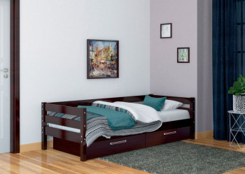 Кровать одинарная ГЛОРИЯ из массива сосны  900*2000 (Орех Тёмный) в Горняке - gornyak.mebel54.com | фото