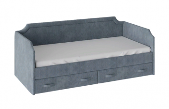 Кровать с мягкой обивкой и ящиками «Кантри» Тип 1 (900) (Замша синяя) в Горняке - gornyak.mebel54.com | фото