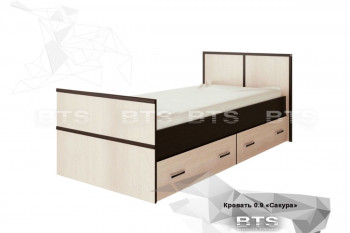 Кровать Сакура с настилом и ящиками 0,9 (Венге/Лоредо) в Горняке - gornyak.mebel54.com | фото