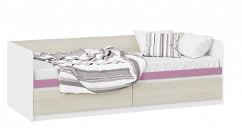 Кровать «Сканди» с 2 ящиками Дуб Гарден/Белый/Лиловый в Горняке - gornyak.mebel54.com | фото