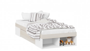Кровать «Сканди» с ящиком Дуб Гарден/Белый в Горняке - gornyak.mebel54.com | фото