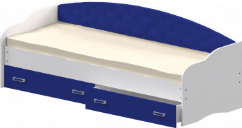 Кровать Софа-7 с мягкой спинкой (800х1900) Белый/Синий в Горняке - gornyak.mebel54.com | фото