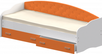 Кровать Софа-7 с мягкой спинкой (800х2000) Белый/Оранжевый в Горняке - gornyak.mebel54.com | фото