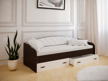 Кровать Софа-7 с мягкой спинкой (800х2000) Венге/ Белый в Горняке - gornyak.mebel54.com | фото