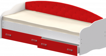 Кровать Софа-8 с мягкой спинкой (900х1900) Белый/Красный в Горняке - gornyak.mebel54.com | фото