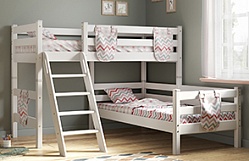 Кровать Соня вариант 8 угловая с наклонной лестницей Белый полупрозрачный в Горняке - gornyak.mebel54.com | фото