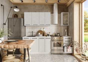Кухонный гарнитур Нувель 1800мм белый/бетон белый в Горняке - gornyak.mebel54.com | фото