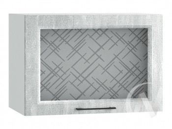 Либерти Шкаф верхний горизонтальный со стеклом ШВГС 609 (Холст грей/корпус белый) в Горняке - gornyak.mebel54.com | фото
