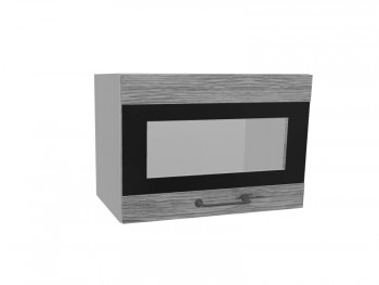 Лофт ПГСФ 500 шкаф верхний горизонтальный со стеклом и фотопечатью (Дуб майский/корпус Серый) в Горняке - gornyak.mebel54.com | фото
