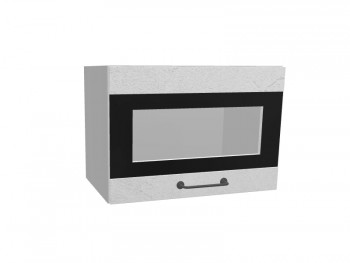 Лофт ПГСФ 500 шкаф верхний горизонтальный со стеклом и фотопечатью (Штукатурка белая/корпус Серый) в Горняке - gornyak.mebel54.com | фото