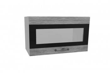 Лофт ПГСФ 600 шкаф верхний горизонтальный со стеклом и фотопечатью (Дуб майский/корпус Серый) в Горняке - gornyak.mebel54.com | фото