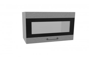Лофт ПГСФ 600 шкаф верхний горизонтальный со стеклом и фотопечатью (Штукатурка серая/корпус Серый) в Горняке - gornyak.mebel54.com | фото