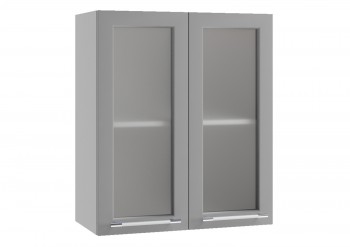 Лофт ПС 600 шкаф верхний со стеклом (Штукатурка белая/корпус Серый) в Горняке - gornyak.mebel54.com | фото