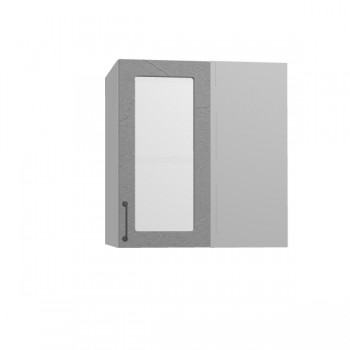 Лофт ПУС 650 шкаф верхний угловой со стеклом (Штукатурка серая/корпус Серый) в Горняке - gornyak.mebel54.com | фото