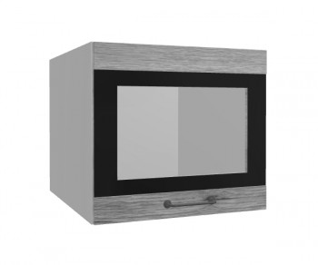 Лофт ВПГСФ 500 шкаф верхний горизонтальный со стеклом высокий с фотопечатью (Дуб майский/корпус Серый) в Горняке - gornyak.mebel54.com | фото