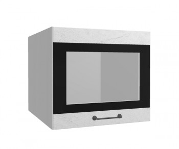 Лофт ВПГСФ 500 шкаф верхний горизонтальный со стеклом высокий с фотопечатью (Штукатурка белая/корпус Серый) в Горняке - gornyak.mebel54.com | фото