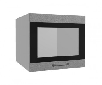 Лофт ВПГСФ 500 шкаф верхний горизонтальный со стеклом высокий с фотопечатью (Штукатурка серая/корпус Серый) в Горняке - gornyak.mebel54.com | фото