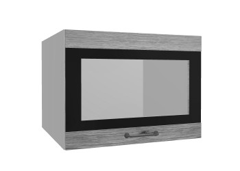Лофт ВПГСФ 600 шкаф верхний горизонтальный со стеклом высокий с фотопечатью (Дуб майский/корпус Серый) в Горняке - gornyak.mebel54.com | фото