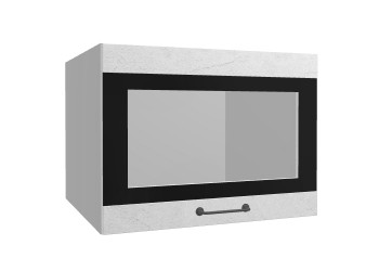 Лофт ВПГСФ 600 шкаф верхний горизонтальный со стеклом высокий с фотопечатью (Штукатурка белая/корпус Серый) в Горняке - gornyak.mebel54.com | фото
