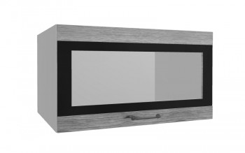 Лофт ВПГСФ 800 шкаф верхний горизонтальный со стеклом высокий с фотопечатью (Дуб майский/корпус Серый) в Горняке - gornyak.mebel54.com | фото