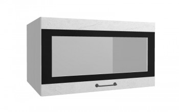Лофт ВПГСФ 800 шкаф верхний горизонтальный со стеклом высокий с фотопечатью (Штукатурка белая/корпус Серый) в Горняке - gornyak.mebel54.com | фото