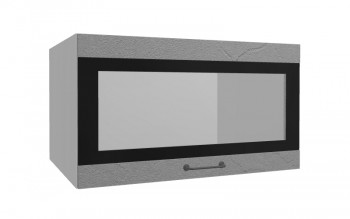 Лофт ВПГСФ 800 шкаф верхний горизонтальный со стеклом высокий с фотопечатью (Штукатурка серая/корпус Серый) в Горняке - gornyak.mebel54.com | фото