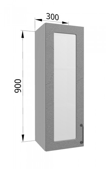 Лофт ВПС 300 шкаф верхний со стеклом высокий (Штукатурка серая/корпус Серый) в Горняке - gornyak.mebel54.com | фото