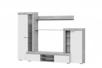 Мебель для гостиной МГС 5 Цемент светлый / Белый в Горняке - gornyak.mebel54.com | фото